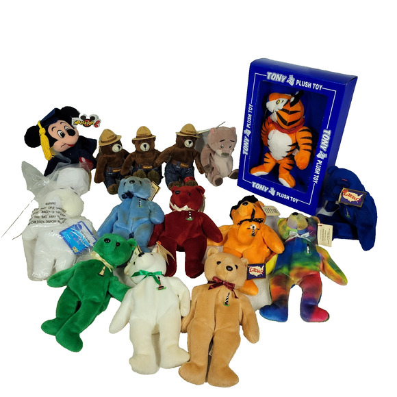 Vintage Tony the Tiger Plush Toy Kelloggs Stuffed Animal Smokey The Bear Lot - Picture 1 of 5